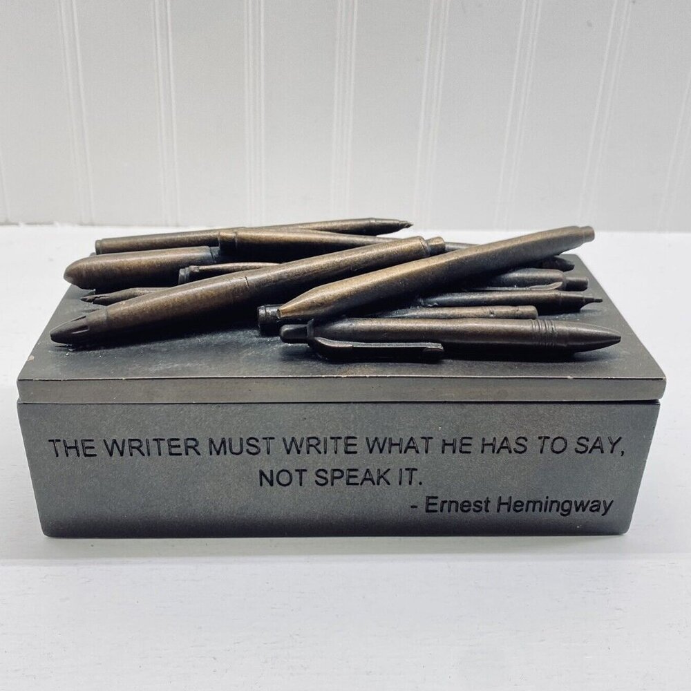 Decorative Pen Case & Trinket Box with Ernest Hemingway Quote